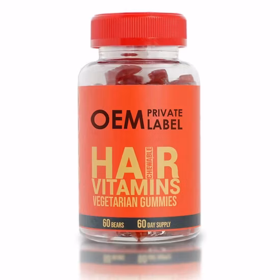 비오틴, 비타민C, 비타민B-12, 아연, 모발, 피부, 손톱을 위한 비건 모발 성장 젤리 비타민